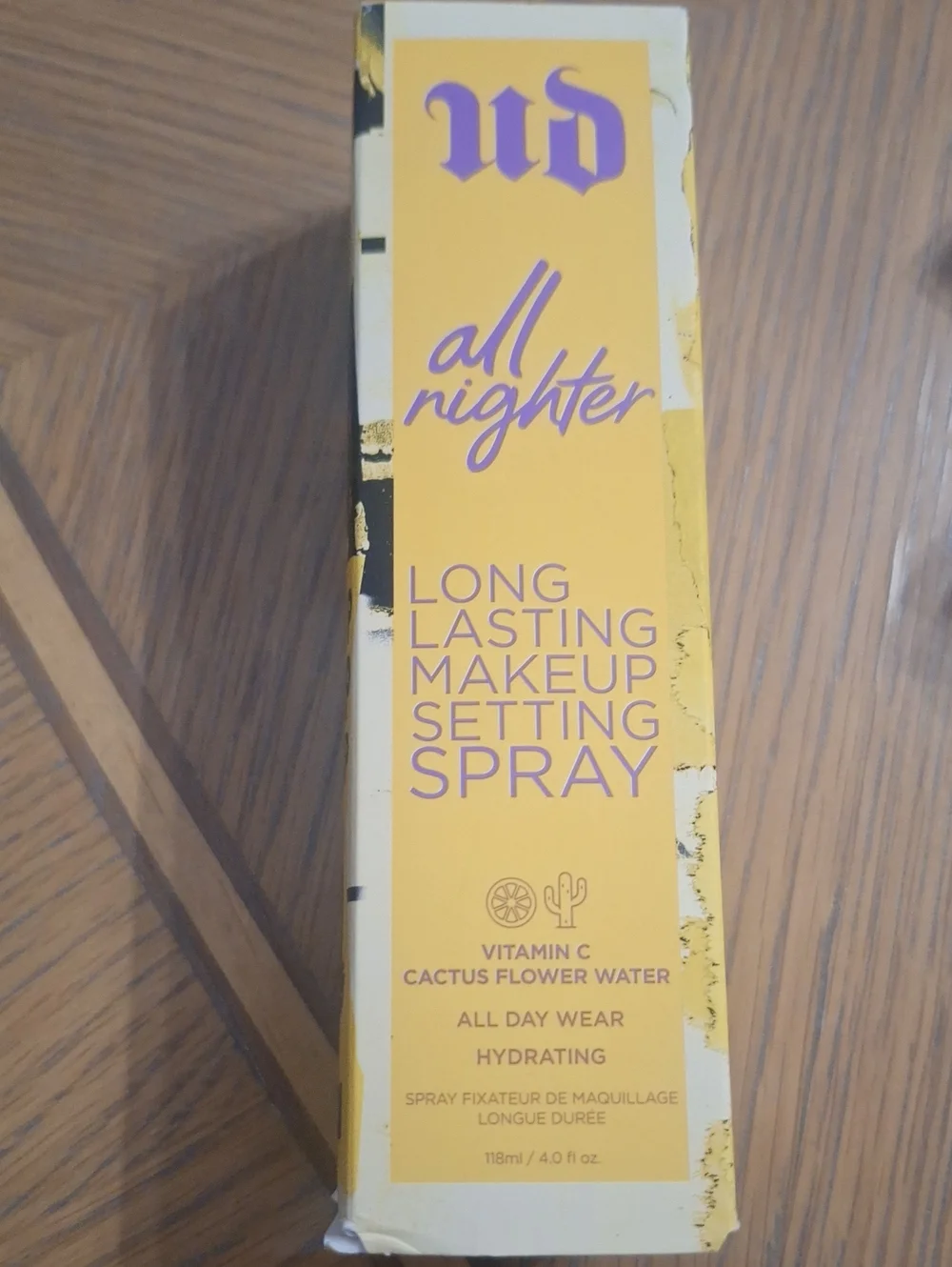 Urban Decay All Nighter Long-Lasting Makeup Setting Spray - Yellow & Purple Text